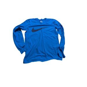 Nike  Royal Blue‎ Long Sleeve Graphic Swoosh Athletic Cut T-Shirt Size Small
